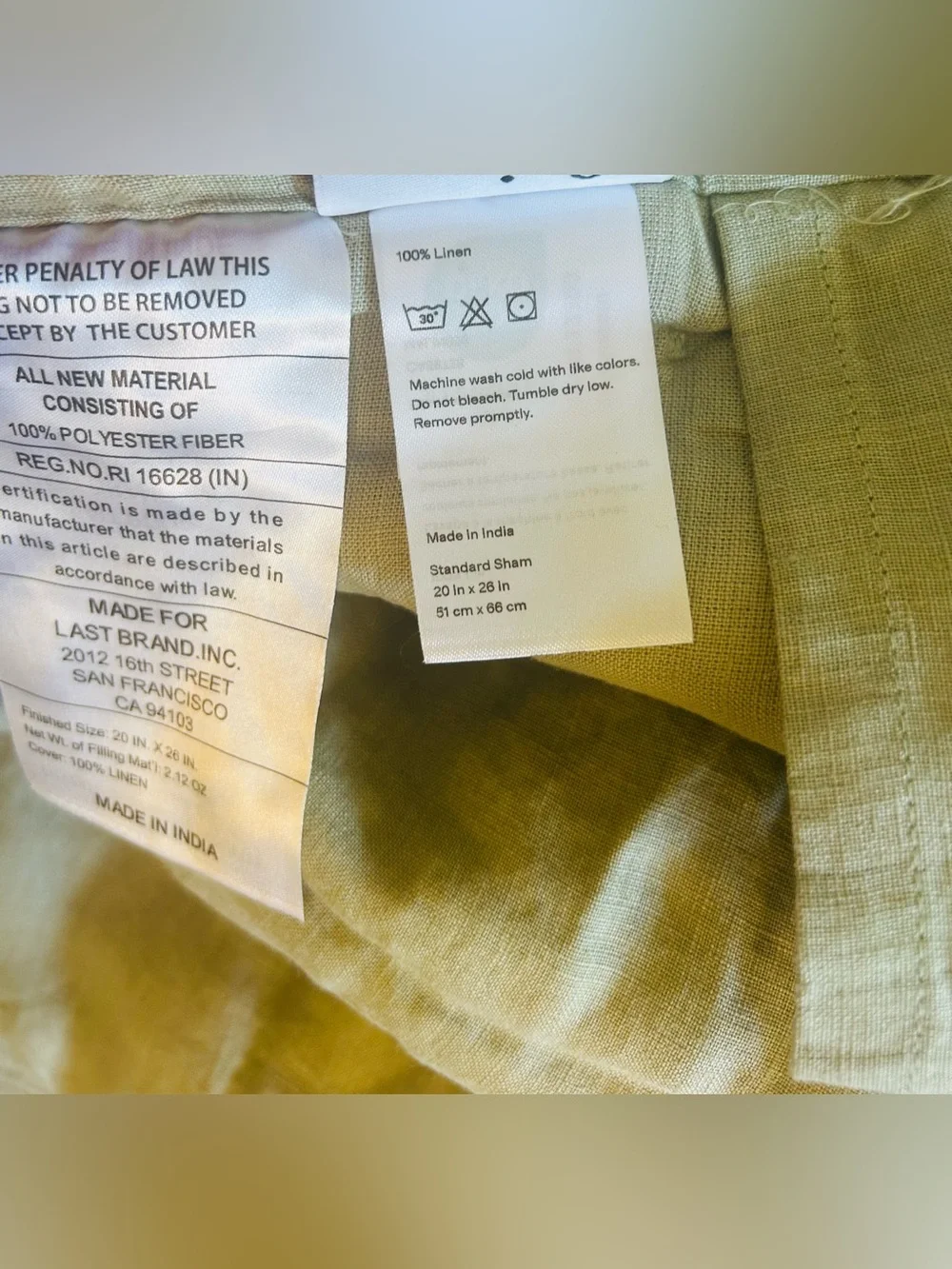 NWOT Quince Luxury European Linen Dream Sham Set in Green!